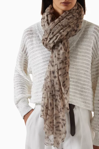 Lynx-print Scarf in Cashmere