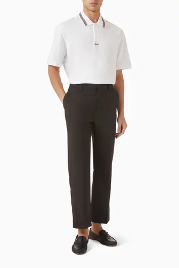 Embroidered-logo Polo T-shirt in Cotton-piqué