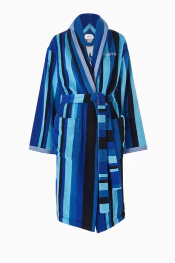 Striped Medusa Jacquard Bathrobe in Terry