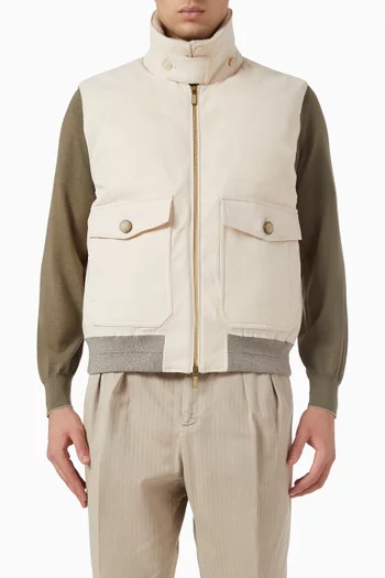Waxed  Down Vest in Techno Cotton