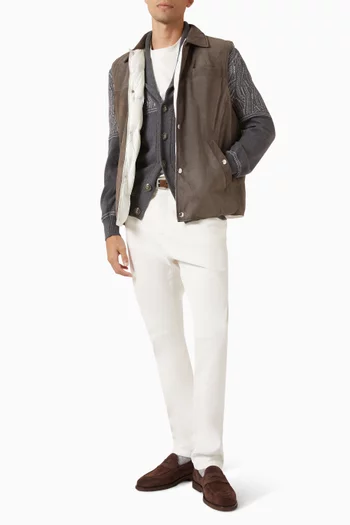 Down Vest Jacket in Suede