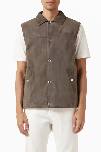Down Vest Jacket in Suede