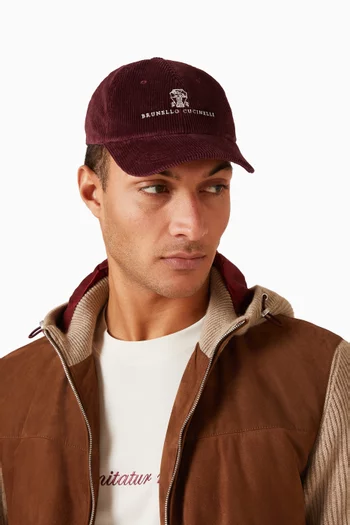 كاب بيسبول بشعار الماركة قماش قطني مخملي مضلع