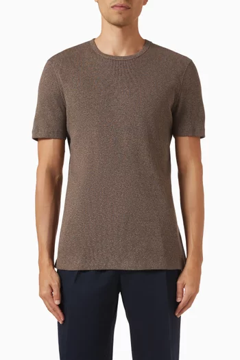 Denim-effect Ribbed T-shirt in Cotton