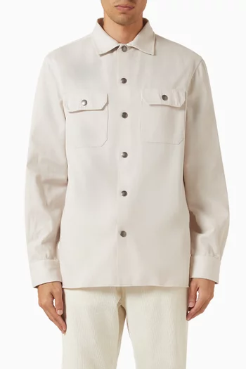 Garment-dyed Overshirt in Cotton Gabardine