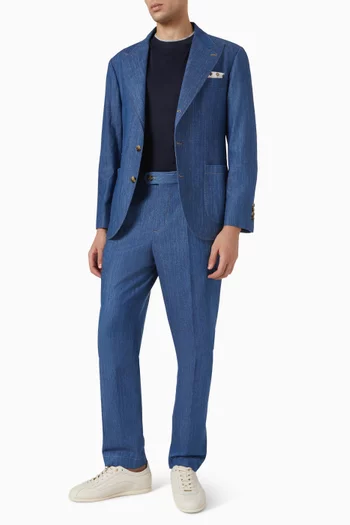 Lightweight Deconstructed Peak-lapel Blazer in Denim