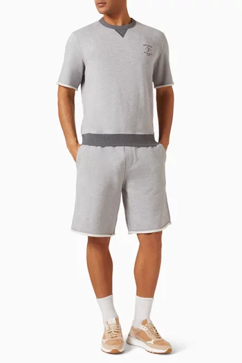 Embroidered Bermuda Shorts in Cotton French Terry