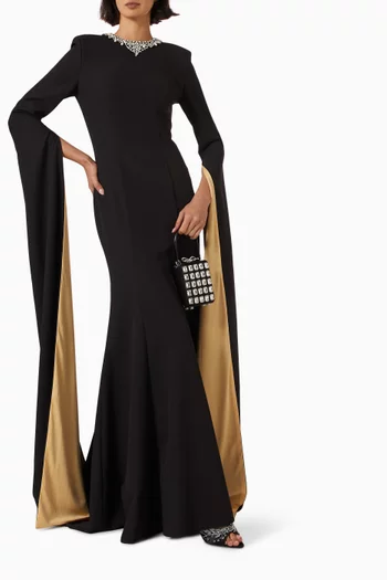 Crystal Neck Gown in Crepe