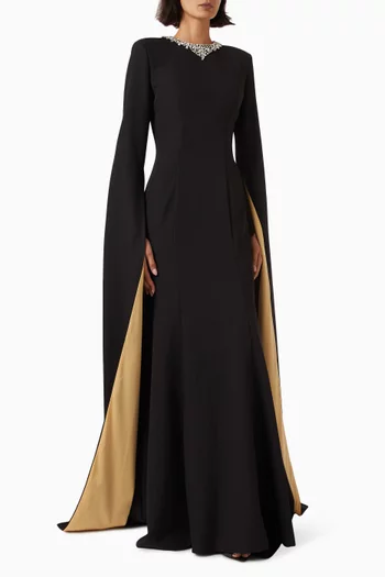 Crystal Neck Gown in Crepe