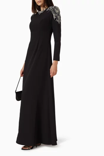 Crystal Shoulder Gown in Crepe