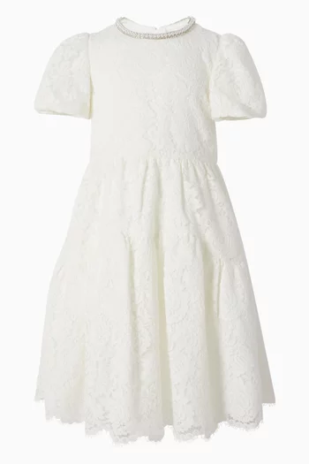 Pearl-Trim Dress in Lace