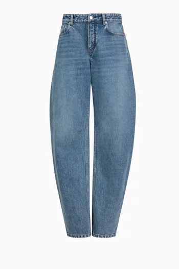 Round Barrel-leg Jeans in Denim