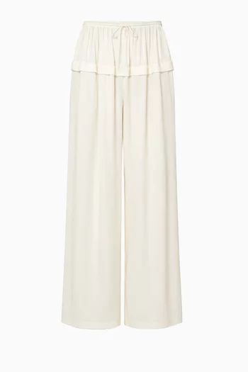 Peplum Cady Wide-leg Pants