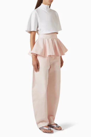 Highneck Cropped T-shirt in Cotton-jersey