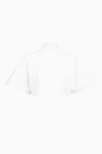 Highneck Cropped T-shirt in Cotton-jersey