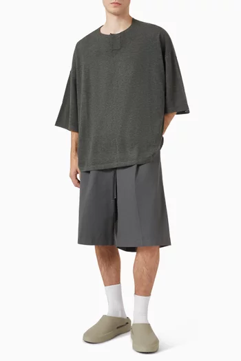 Relaxed Drawstring Shorts in Cotton Twill