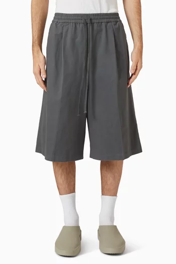 Relaxed Drawstring Shorts in Cotton Twill