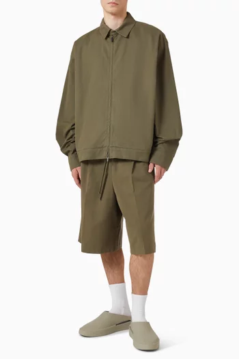Relaxed Drawstring Shorts in Cotton Twill