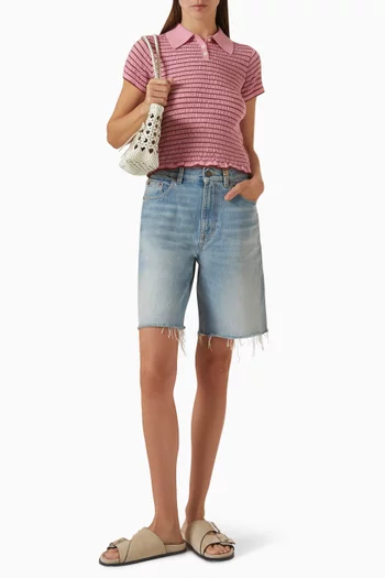 Smocked Shrunken Polo in Cashmere