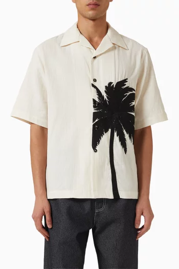 Island Embroidery Bowling Shirt in Cotton