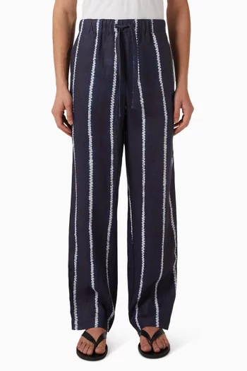 Shibori Stripe Pants in Linen