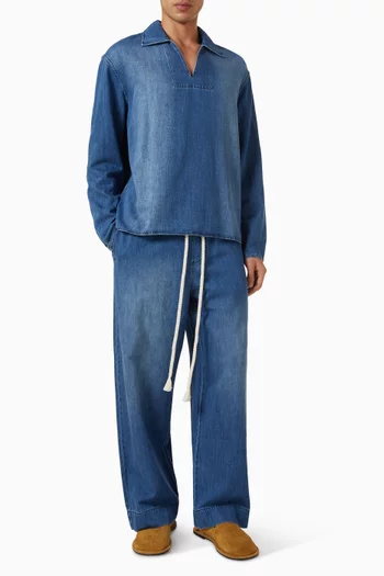 Baggy Pants in Cotton-hemp Denim