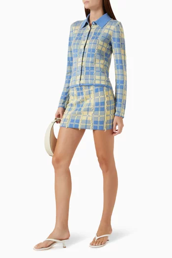 Plaid Mini Skirt in Silk-linen