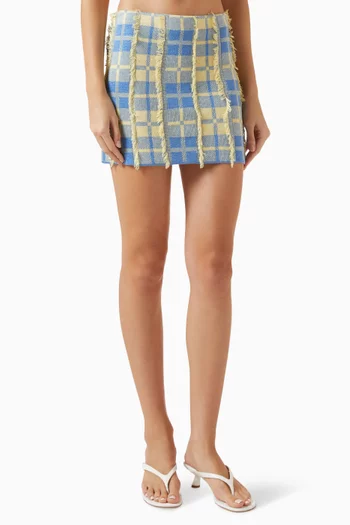 Plaid Mini Skirt in Silk-linen