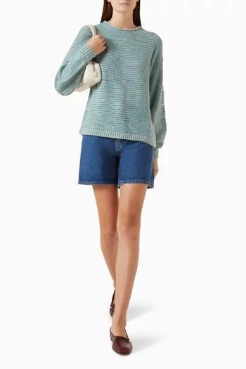 Open Stripe Sweater in Merino Wool-blend