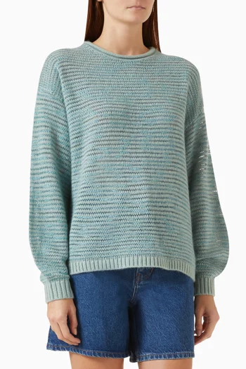 Open Stripe Sweater in Merino Wool-blend