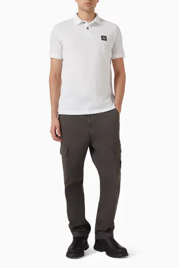 Compass Logo Polo Shirt in Cotton Piqué