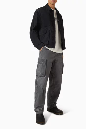 'Old' Effect Cargo Pants in Brushed Organic Cotton Canvas