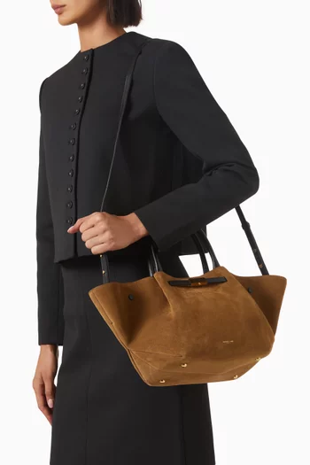 Midi New York Trapeze Tote Bag in Suede