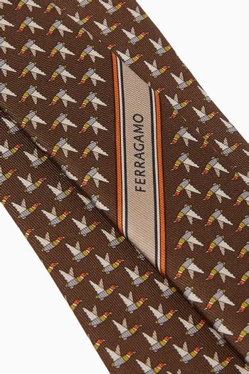 Mallard-print Tie in Silk