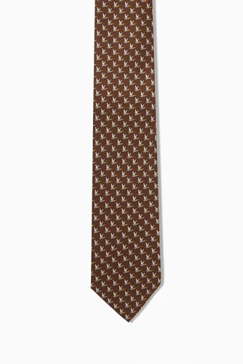 Mallard-print Tie in Silk