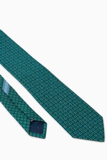 Gancini Print Tie in Silk