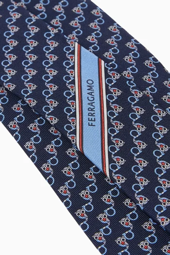 Owl-print Tie in Silk