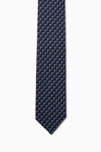 Owl-print Tie in Silk