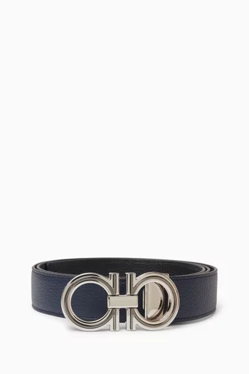 Reversible Gancini Belt in Calfskin