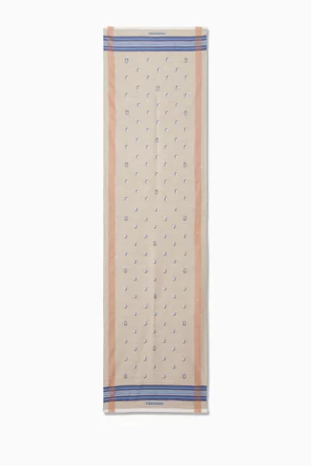 Nautical-jacquard Scarf in Cotton