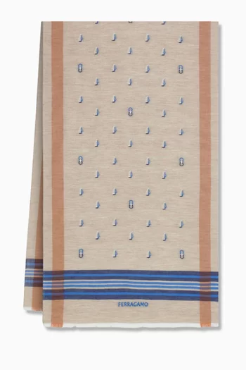 Nautical-jacquard Scarf in Cotton