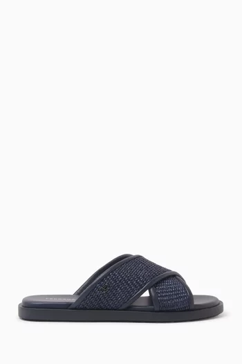 Gancini Ornament Sandals in Raffia