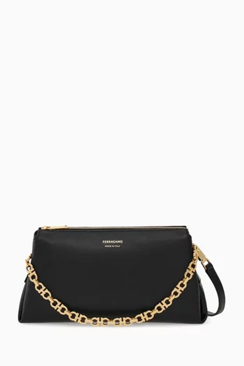Mini Gancini Crossbody Bag in Leather