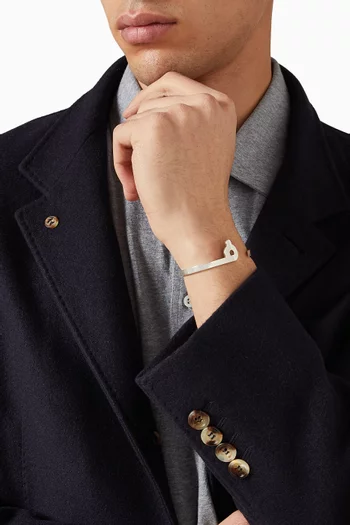 Arabic Letter "Faa" Cuff Bracelet in Sterling Silver