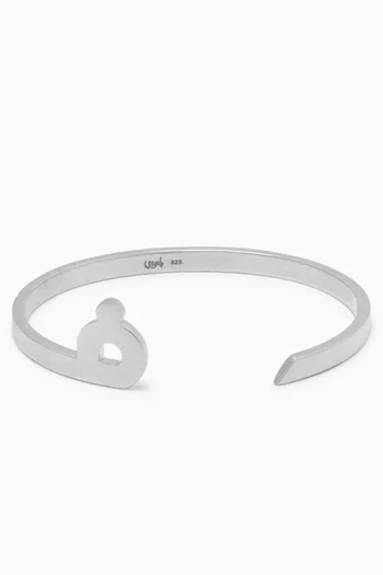 Arabic Letter "Faa" Cuff Bracelet in Sterling Silver
