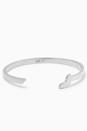 Arabic Letter "Raa" Cuff Bracelet in Sterling Silver