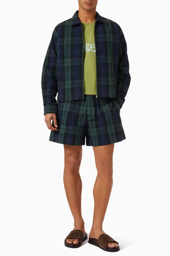 Front Zip Blouson Jacket in Cotton Seersucker