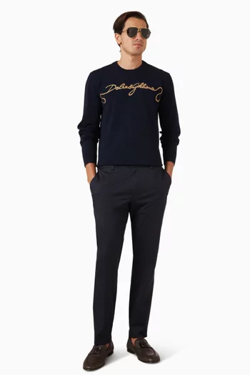 Embroidered Sweater in Virgin Wool