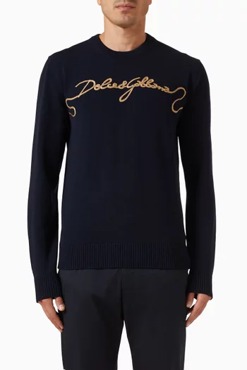 Embroidered Sweater in Virgin Wool