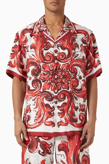 Majolica-print Hawaii Shirt in Silk-twill